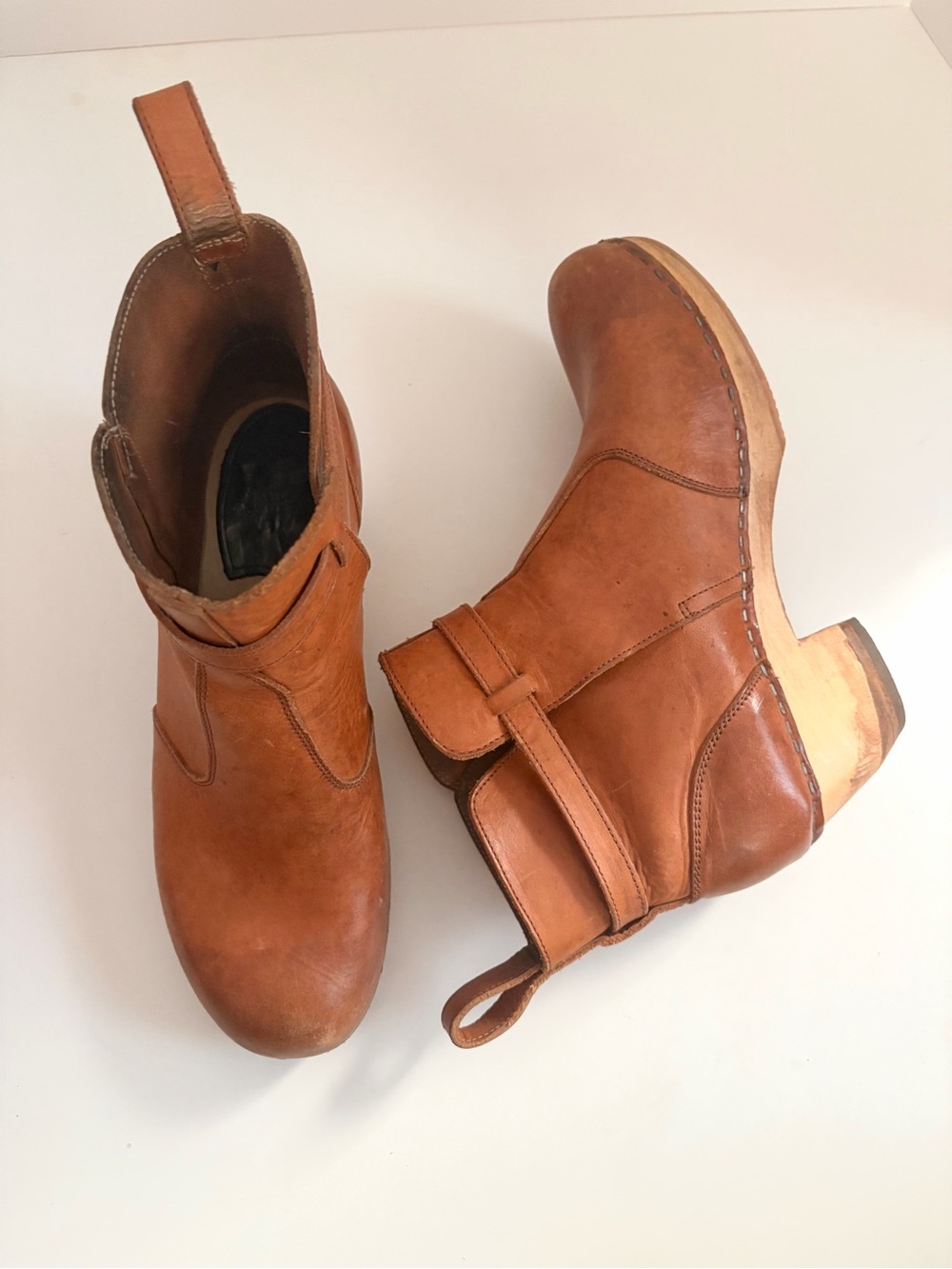 Swedish Hasbeens Jodhpur Toffel Tan Leather Clog Boots Women’s 40 / 9